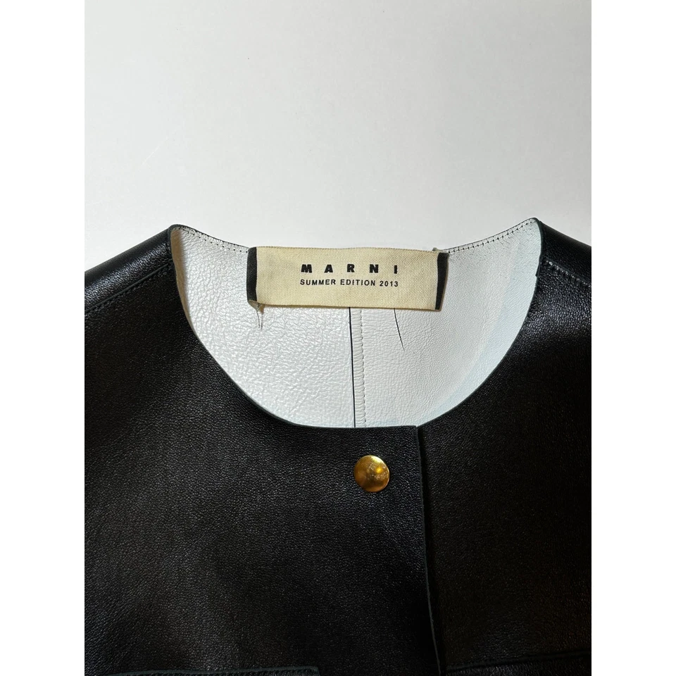 Chaleco largo de cuero de cordero negro Marni talla 38 Foto 4 de 4