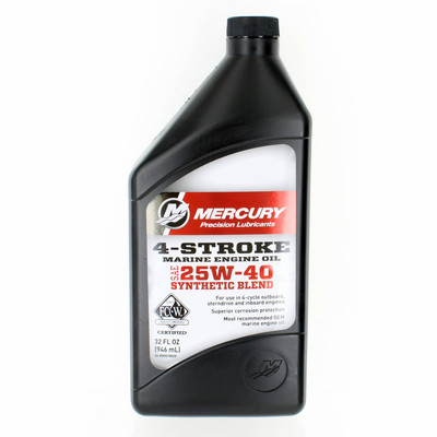 Mercury Marine New OEM 4-Stroke 25W-40 Synthetic Blend Engine Oil, 92-8M0078629