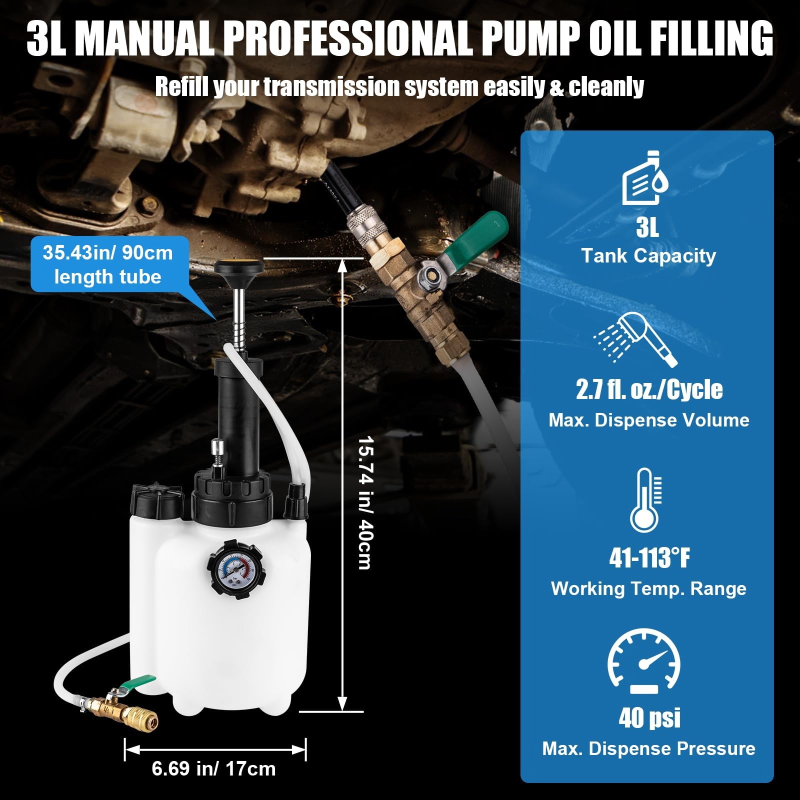3L Transmission Fluid Pump Kit, Fluid Transfer Pump with 13PCS ATF Adapters, ...