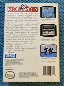 Monopoly Nintendo NES CIB Complete Box Game Manual Original Clean Labels Vintage