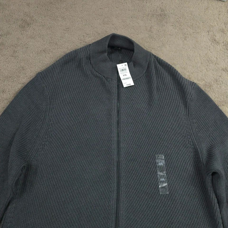 Suéter tejido acanalado pesado Alfani para hombre manga larga cuello alto 2XL negro brezo Foto 4 de 4