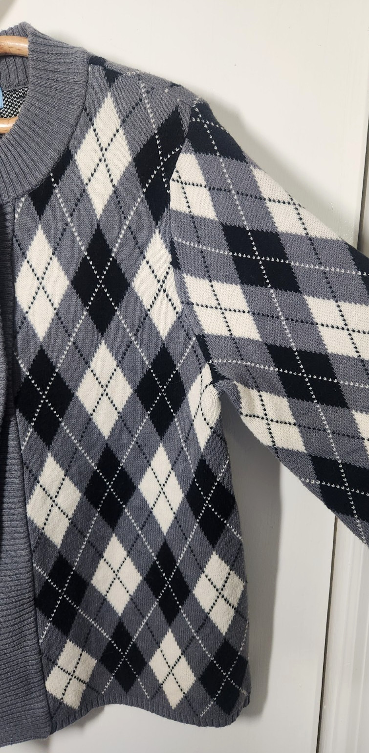 CLASSIC ELEMENTS Argyle Swing Cardigan Sweater L … - image 6