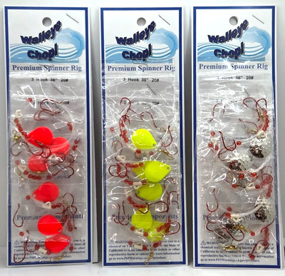 12 Walleye Spinner Rig Triple Hook #4 Hook Bait Harness Colo 2 Blade 36'' 20 lb.