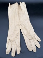 VTG 50s Alexandre Marshall Field French Leather Gloves Sz 7 Ivory Mid Century