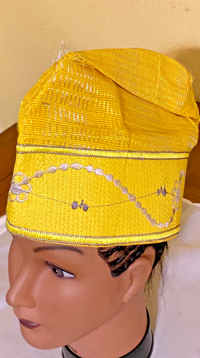 Traditional, Yoruba Cap for Men African, Cotton Aso-Oke Cap for