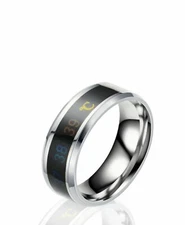 SILVER Smart Intelligent Steel Temperature Display Ring Magic Emotion Mood Rings