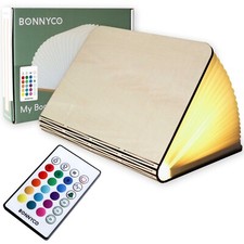 BONNYCO Lampe Livre Led Pliante en Bois avec Télécommande, 16 Couleurs