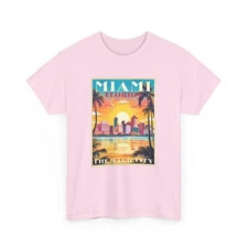 Miami T-Shirt Retro Travel Poster Shirt Unisex Vintage Inspired Vacation Tee