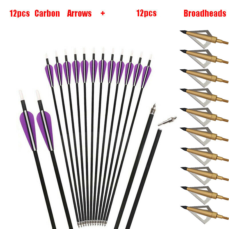 32'' Hunting Arrows Spine 350/500 Carbon Arrows / 100 grain Hunting