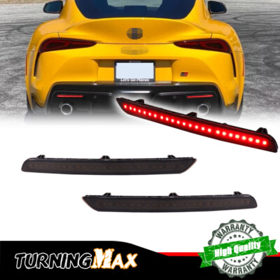 2X Smoked Lens Rear Fog Light Tail Brake LED Lamps For 2020-2024 Toyota GR Supra