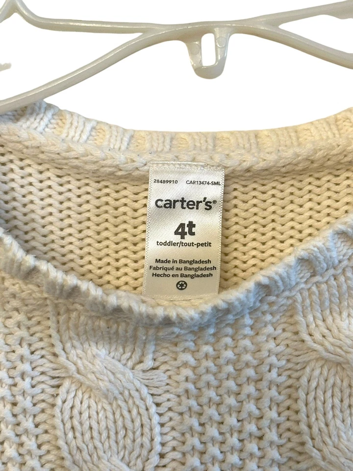 Carter’s Little Girls 电缆针织毛衣连衣裙 4T 码 — 第 3/3 张图片