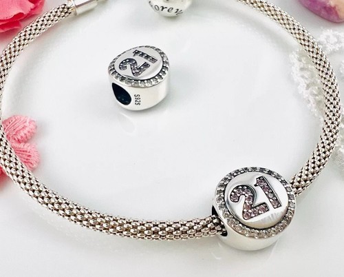 Genuine 925 Sterling Silver Charm 21st Birthday Bead Family Friend Daughter Mum - Picture 14 of 14