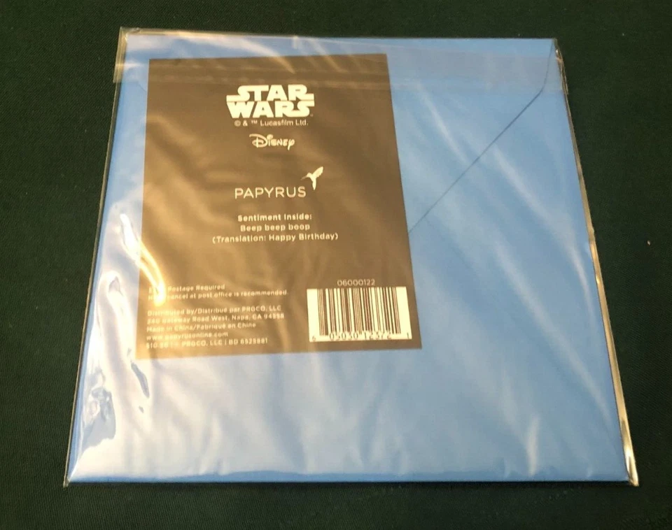 Cartão de aniversário Papyrus Star Wars R2D2 strass com pedras preciosas RARO novo estoque antigo - Imagem 2 de 2