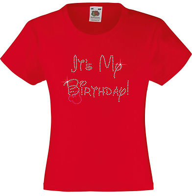It's My Birthday verziertes T-Shirt Strass/Diamanté Geschenk für Mädchen