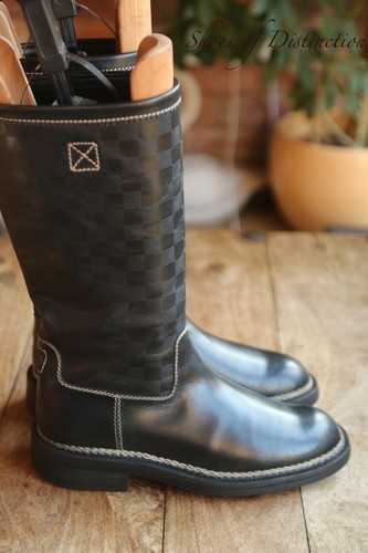 Louis Vuitton Black Leather Tall Boots Shoes Mens UK 8 US 9 EU 42 - Picture 3 of 11