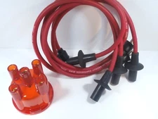 RED IGNITION WIRES & DISTRIBUTOR CAP SET VOLKSWAGEN T1 BUG BEETLE T2 BUS GHIA