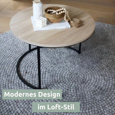 Couchtisch MDF Sonoma Eiche rund Holztisch Beistelltisch Wohnzimmer Holz4Home
