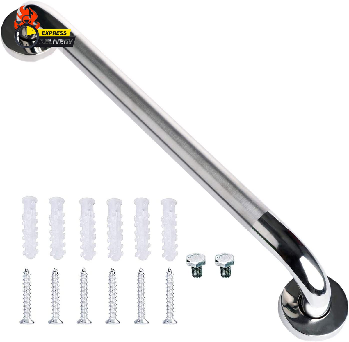 16-Inch Shower Grab Bar – Stainless Steel Anti-Slip Handle For Elderly & Safety, Polished Nickel