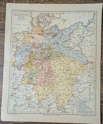 Vintage 1960s German Regions ''12x9.5'' Forest Germany Geography Map Color C25-18
