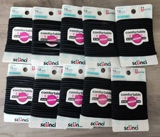 Lot Of 10 NEW SCUNCI No-Damage Comfortable Black Hair Ties Medium Hold 180 Total