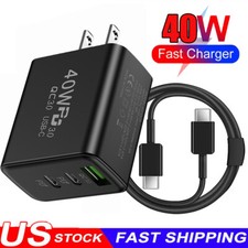 40W Fast Charging 3 Ports Type C Wall Charger Power Adapter For iPhone Android