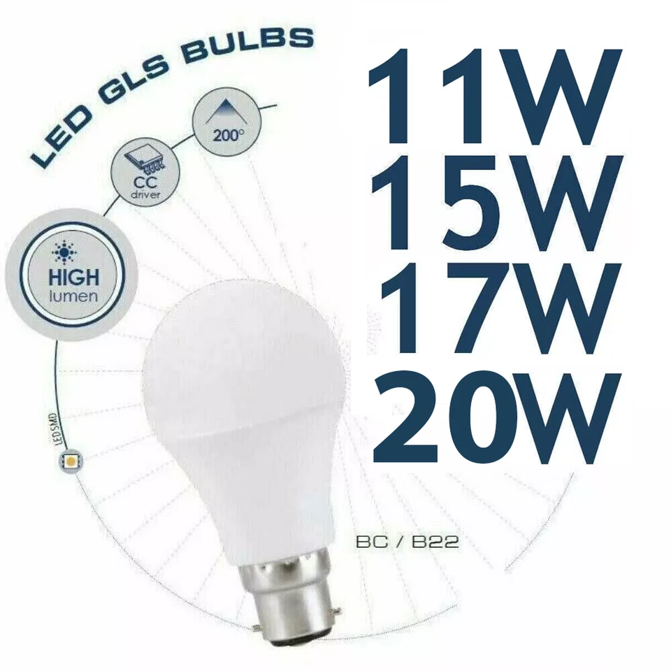 AZ LIGHTING 11W 15W 17W 20W LED B22 BC GLS Lamp Light Bulb Daylight Cool White Energy Saving