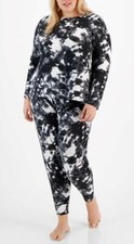 Jenni Women's White Dynamic Tie Dye Plus Size Long Sleeved Pajama Set Size 2X
