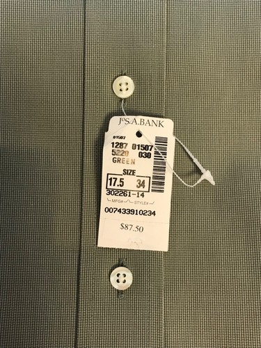 JOS A BANK TRAVELER’S LONG SLEEVE 17.5-34 OLIVE GREEN 100% COTTON FREE SHIP - Picture 4 of 6