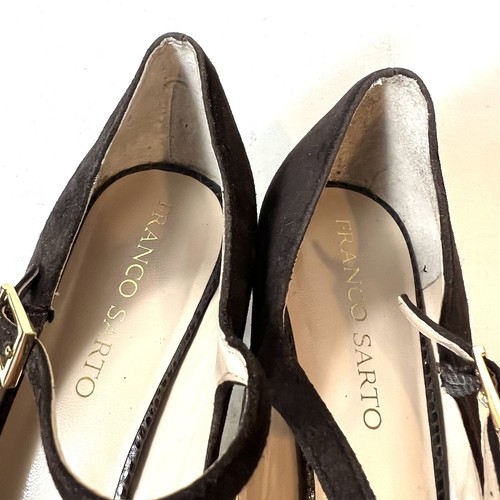 Franco Sarto Womens Sz 9.5M Brown Suede Peep Toe Pump Mary Jane High Heels Shoes - Picture 7 of 12