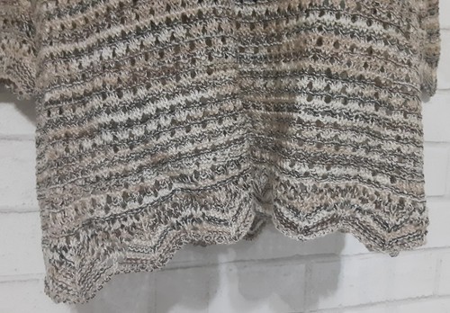 New Directions Sweater Women's Size S Small Beige Open Crochet Overlap Back NWT - Picture 4 of 7