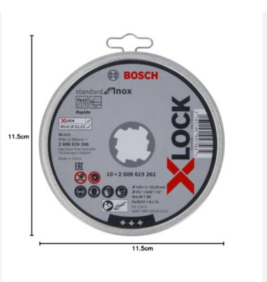 Bosch Professional 2608619266 Pack of 10 Straight Cutting Disc Standard INOX