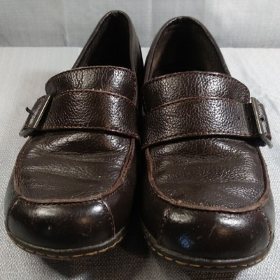 BOC Shoes Womens 6 Buckle Slip On Loafers CIG13 Erna Brown Leather Round Toe