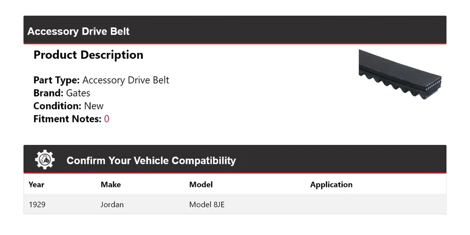 For 1929 Jordan Model 8JE Accessory Drive Belt Gates - Image 2 of 4