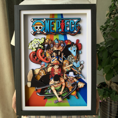 One Piece Straw Pirates Luffy Jinbe Picture Frame 3D Paper Art 33