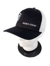Bronco Strong Flexfit Fitted S/M Size Hat Cap Black / White