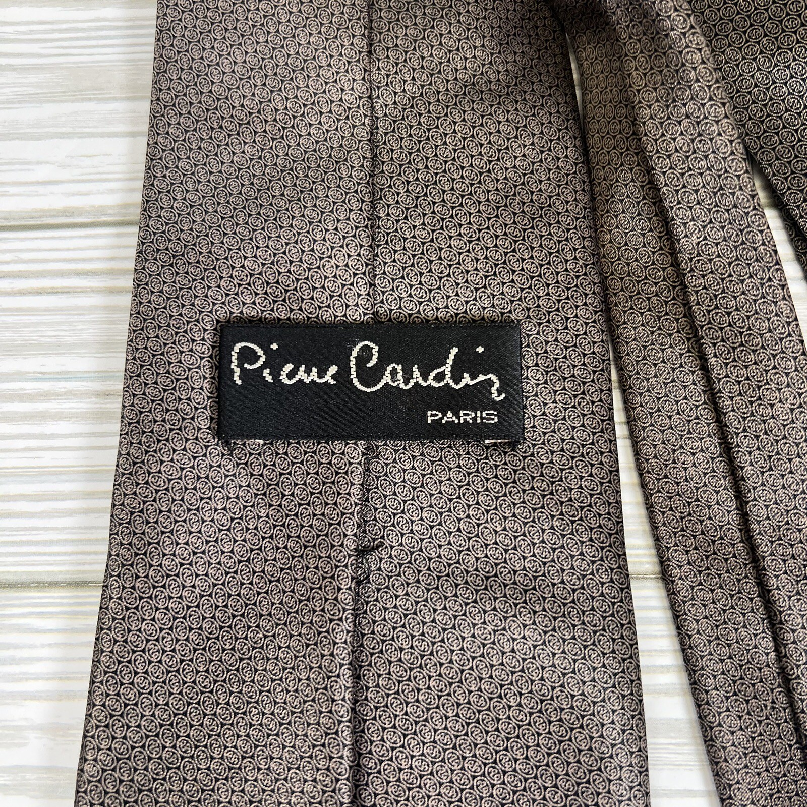 Cravate Pierre Cardin Paris En Soie - Motif Fleur Bronze/or/vert/noir - Occasion Parfait état
