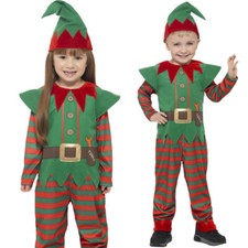 Toddler Elf Costume Child Santas Helper Fancy Dress Girls Boys Kids Xmas New