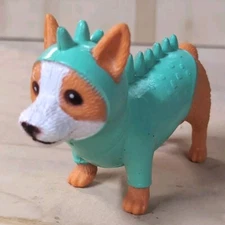 Halloween Plastic Corgi Puppy Dog in Dinosaur Costume Ankyo Toys Collectible