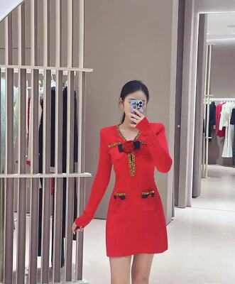 self portrait red knit dress self-portrait - Burgundy Pointelle Knit Mini Dress