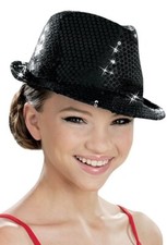 Balera Dancewear Black Sequined Fedora Hat Adult One Size New D6