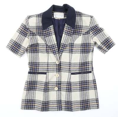 Boulevard Damen beige kariert Acrylmischung Blazer Größe 14