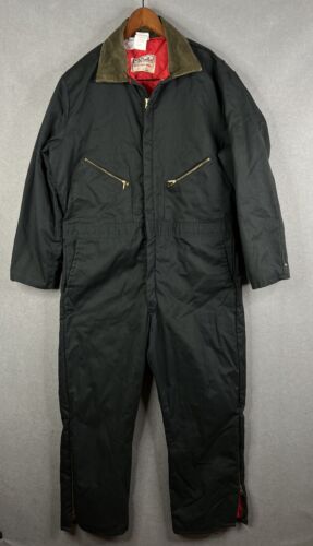 Walls Blizzard Pruf Coveralls Suit Mens Red Quilted Lined Corduroy Collar XL Rg