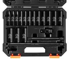 18Pcs 3/8 Inch Drive Deep Impact Socket Set,Metric 8-22mm, 6",10" Extension Bars