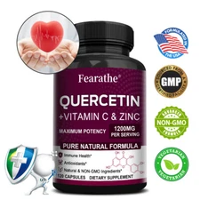 Quercetin, Vitamin C and Zinc Capsules - Immune Support, Improved Skin