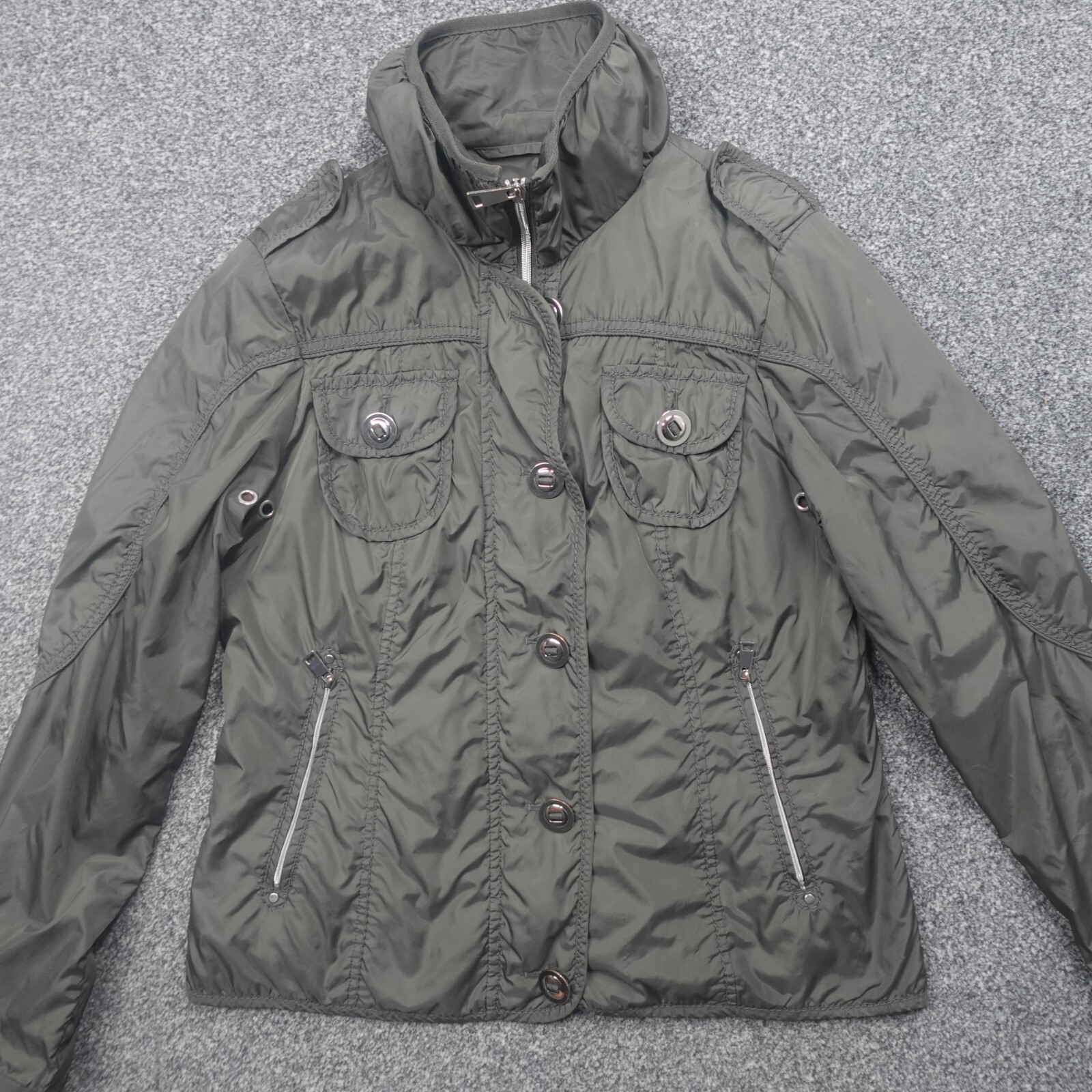 Madeleine Jacket Womens Size 12 Green Pockets Lightweight