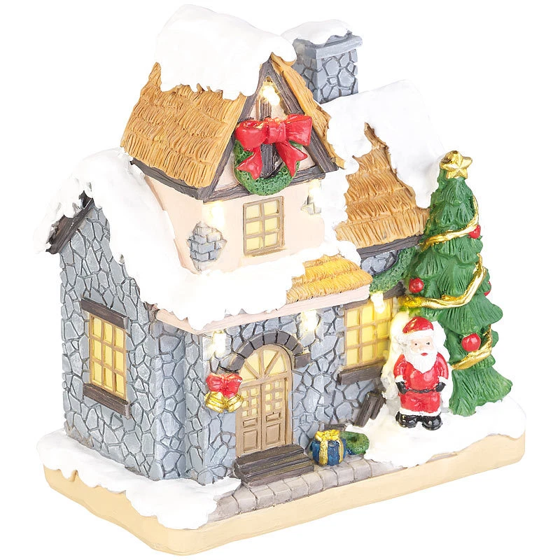 infactory Deko-Weihnachtshaus mit Santa Claus, LED-Beleuchtung, Batteriebetrieb - Bild 3 von 4
