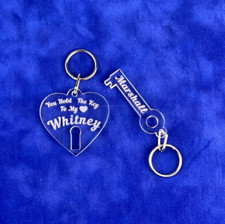 Key To My Heart Key Chain, Personalized Acrylic Keychain includes Free Gift Box