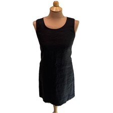 Vtg Irresistibles Black 100% Linen Sheath Dress Size 4 Sleeveless Classic 90s