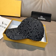 Black Fendi FF Jacquard Canvas Adjustable Baseball Cap Size M New With Box