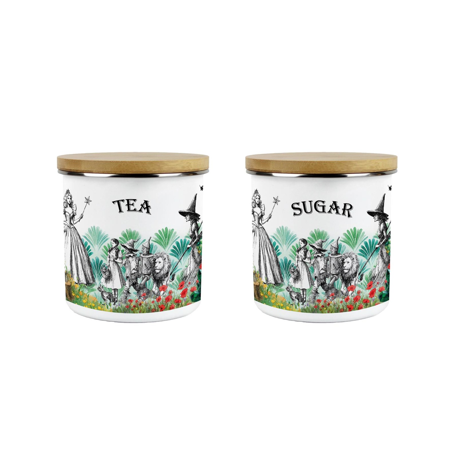 Wizard of Oz Tea & Sugar Canister Gift Set - 600ml Enamel Tins